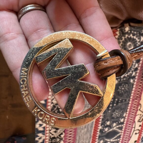 Michael Kors Brown Pebbled Leather Two Way Shoulder Crossbody Slouchy Bag, Fair - Picture 10 of 15